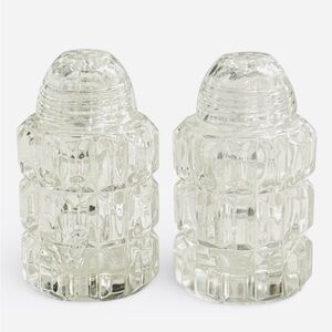 Vintage Art Deco Clear Pressed Glass Salt & Pepper Shakers